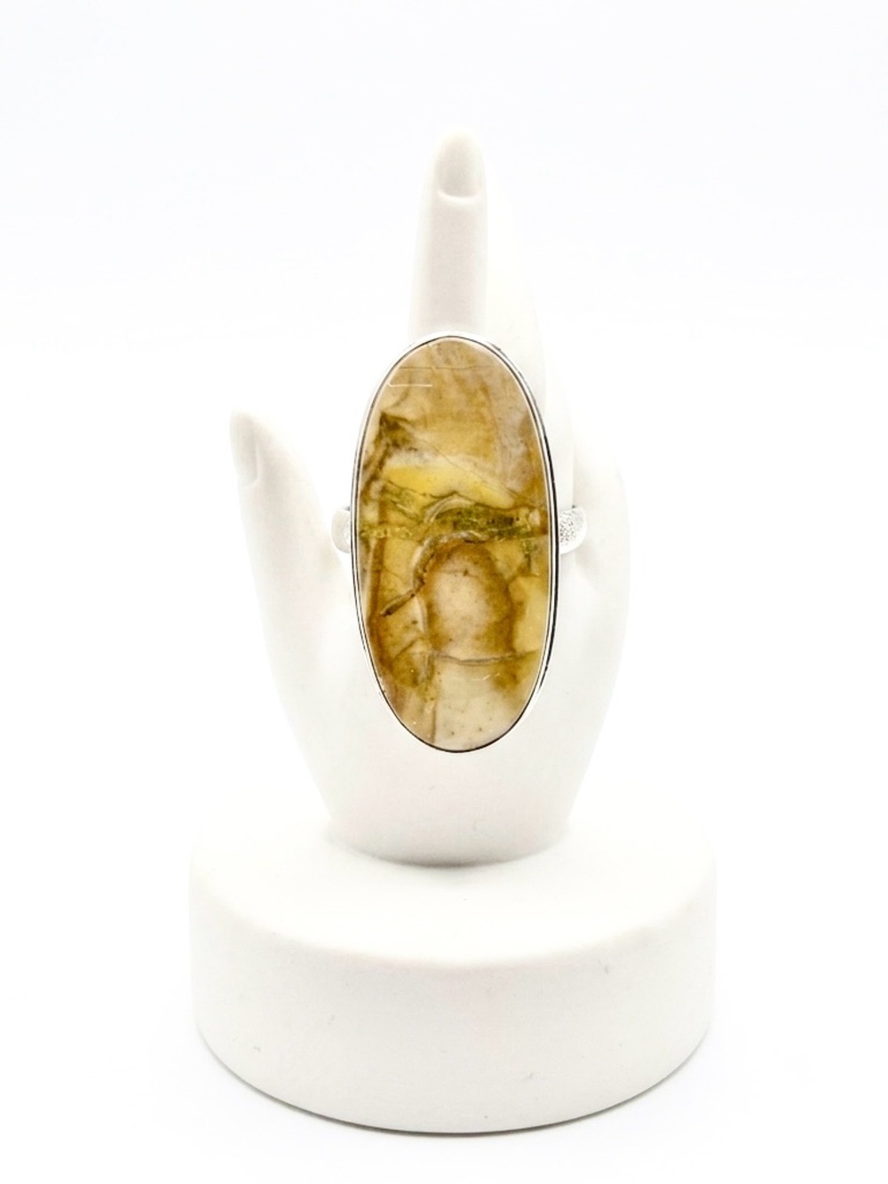 New 925 Sterling Silver Rare Yellow Jasper Healing Stone Artisan Deco Ring